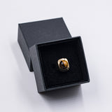 Anello vintage in oro giallo 8k con occhio di tigre, anni '70