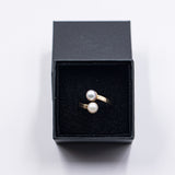 Anello vintage in oro giallo 18k con perle, anni '70