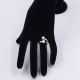 Anello vintage in oro giallo 18k con perle, anni '70