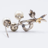 Broche ancienne en or et argent avec perles et diamants taillés roses, début des années 1900