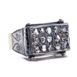 Anello antico in oro e argento con diamanti taglio rosetta, primi del '900