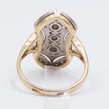 Anello antico in oro18k con diamanti taglio brillante (0,30ct) e huit-huit , anni 30