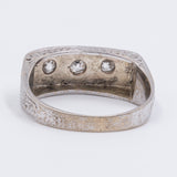 Anello trilogy antico in platino con diamanti di taglio vecchio (0.50ctw ca.), anni '40