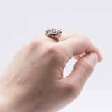 Anello Art Déco in oro 12K e argento con diamanti e rubini, anni ‘30