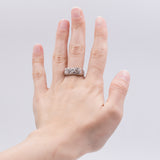 Anello trilogy antico in platino con diamanti di taglio vecchio (0.50ctw ca.), anni '40