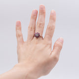 Anello vintage in oro vintage 14k con diamante centrale (0.50ct) e rubini (0.50ct), anni '60