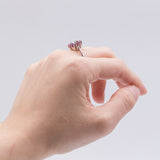 Anello vintage in oro vintage 14k con diamante centrale (0.50ct) e rubini (0.50ct), anni '60