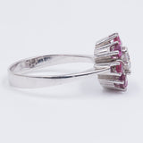 Anello vintage in oro vintage 14k con diamante centrale (0.50ct) e rubini (0.50ct), anni '60