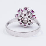 Anello vintage in oro vintage 14k con diamante centrale (0.50ct) e rubini (0.50ct), anni '60