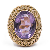Anello da cocktail vintage in oro 18k con ametista (10ct ca.), anni '60