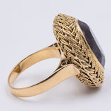 Anello da cocktail vintage in oro 18k con ametista (10ct ca.), anni '60