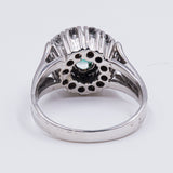 Anello vintage in oro bianco 14K con tormalina verde e diamanti (0.60ctw ca.) , anni '60/'70