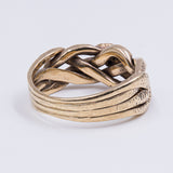 Vintage 8K gold intertwined snake ring with diamonds, 1950s
