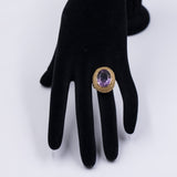 Anello da cocktail vintage in oro 18k con ametista (10ct ca.), anni '60