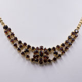 Collana vintage in oro 8k con granati, anni 70