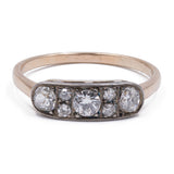Anello antico in oro 14K e argento con diamanti (per un totale di 0.70ct ca.), primi del'900