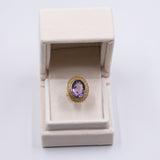 Anello da cocktail vintage in oro 18k con ametista (10ct ca.), anni '60