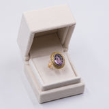 Anello da cocktail vintage in oro 18k con ametista (10ct ca.), anni '60