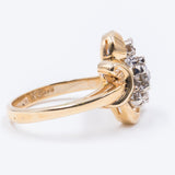 Bague vintage en or 14 carats avec diamants bruns, 1950