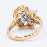 Bague vintage en or 14 carats avec diamants bruns, 1950