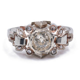 Antique 18k white gold ring with 0.60ct central diamond, 1930s