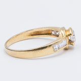 Bague vintage en or 18 carats avec diamant central (0,30 ct) et diamants latéraux, 1960