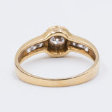 Bague vintage en or 18 carats avec diamant central (0,30 ct) et diamants latéraux, 1960