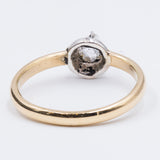 Bague ancienne en or 18 carats et argent avec un diamant taille rosette