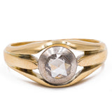 Anello da uomo vintage in oro 18k e argento con rosa di diamante. anni '20/'30