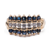 BAGUE VINTAGE EN OR 14K AVEC SAPHIRS ET DIAMANTS, ANNÉES 1950/ANNÉES 1960
