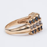 BAGUE VINTAGE EN OR 14K AVEC SAPHIRS ET DIAMANTS, ANNÉES 1950/ANNÉES 1960