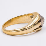 Anello da uomo vintage in oro 18k e argento con rosa di diamante. anni '20/'30