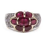 Vintage 14k gold ring with rubies and diamonds, 1980s