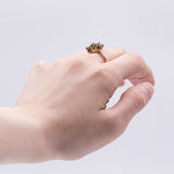 Bague vintage en or 14 carats avec saphirs et diamants, 1970