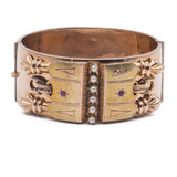 Bracciale borbonico in oro 9k con perline e paste di vetro rosse , fine '800