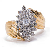 Anello vintage in oro giallo 14k con diamanti (1ctw), anni '70