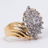 Anello vintage in oro giallo 14k con diamanti (1ctw), anni '70