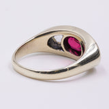 14k gold men's ring with ruby and side rosette cut diamonds, 1960s