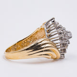 Anello vintage in oro giallo 14k con diamanti (1ctw), anni '70