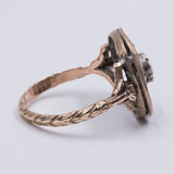 Anello antico in oro 9k con diamanti taglio rosetta, primi del'900
