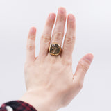 Anello vintage in oro giallo 14k con diamante di circa 0.15ct, anni 50