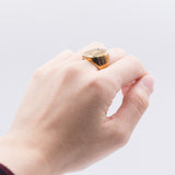 Anello vintage in oro giallo 14k con diamante di circa 0.15ct, anni 50