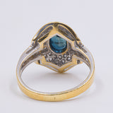 Anello vintage in oro giallo 18k con zaffiro e diamanti (0.50ct), anni '60/'70