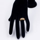 Anello vintage in oro giallo 18K con rubini, zaffiri e smeraldi, anni '70