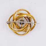 Spilla in oro giallo 8k con pietra blu, anni '50