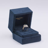 Anello vintage in oro giallo 18k con zaffiro e diamanti (0.50ct), anni '60/'70