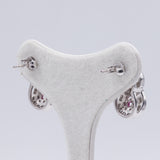 Orecchini vintage in oro bianco 14k con rubini (1.25ct) e diamanti (1.07ct), anni '60/'70