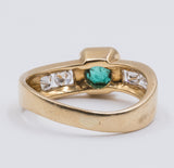 Anello in oro 18K con smeraldo e diamanti (0.40ctw ca.), anni '80