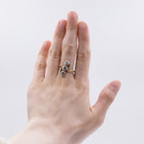 Anello antico trilogy in oro 18k con 3 diamanti ( 0.65ct ), anni 20