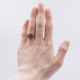 Bague vintage en or 14 carats avec diamants et rubis, 1970